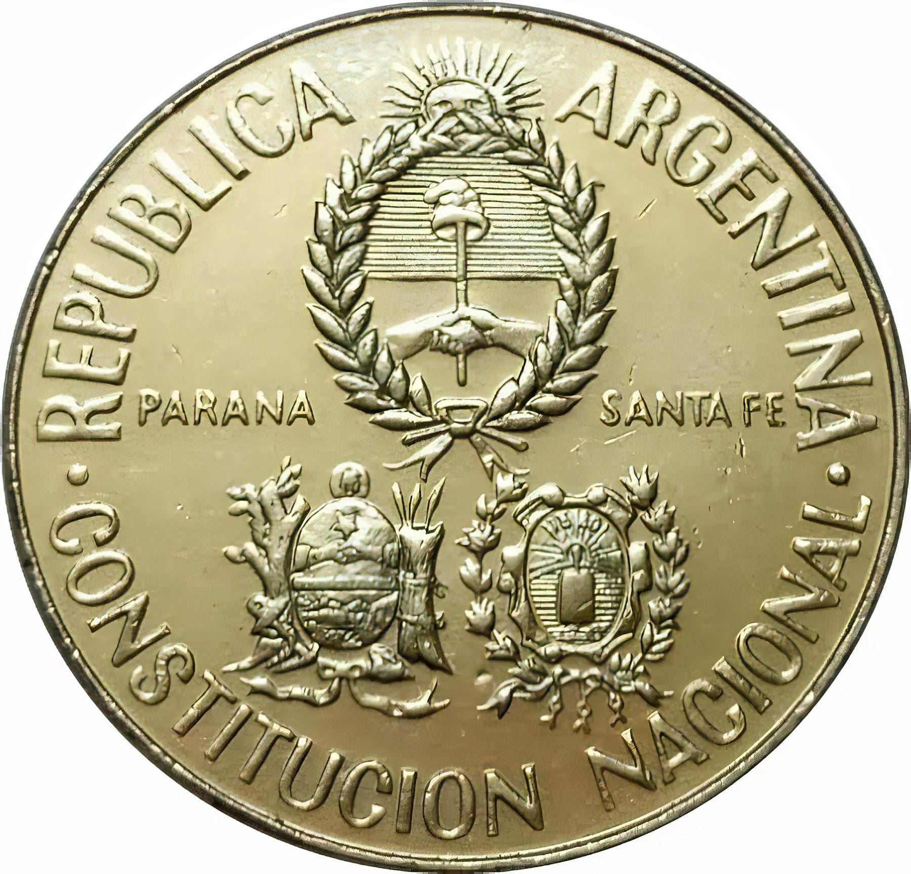 Argentina 5 Pesos Coin | National Constitution Convention | Santa Fe | 1994