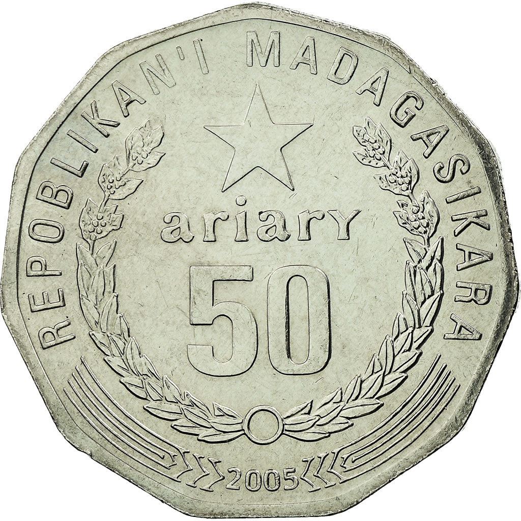 Madagaskaras | 50 Ariarių moneta | Žvaigždė | Baobabas | Km:25.2 | 2005