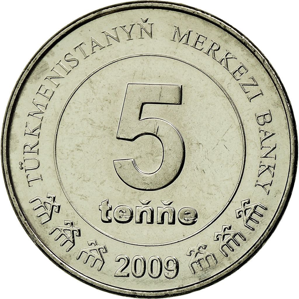 Turkmenistan | 5 Tenne Coin | Monument of Independence | Map of Turkmenistan | Km:97 | 2009