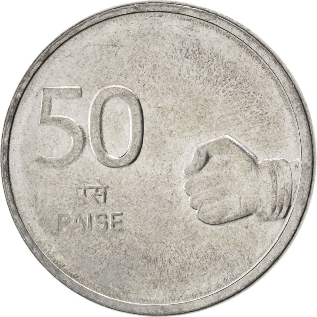India | 50 Paise Coin | Hasta Mudra | Km:374 | 2008 - 2010