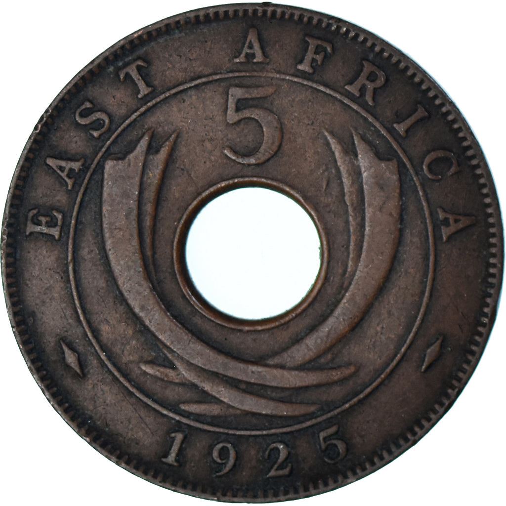 East Africa | 5 Cents Coin | Crown | Tusks | Km:18 | 1921 - 1936