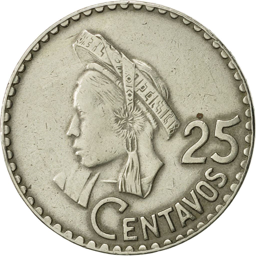 Guatemala | 25 Centavos Coin | Native bust | Km:269 | 1967 - 1970