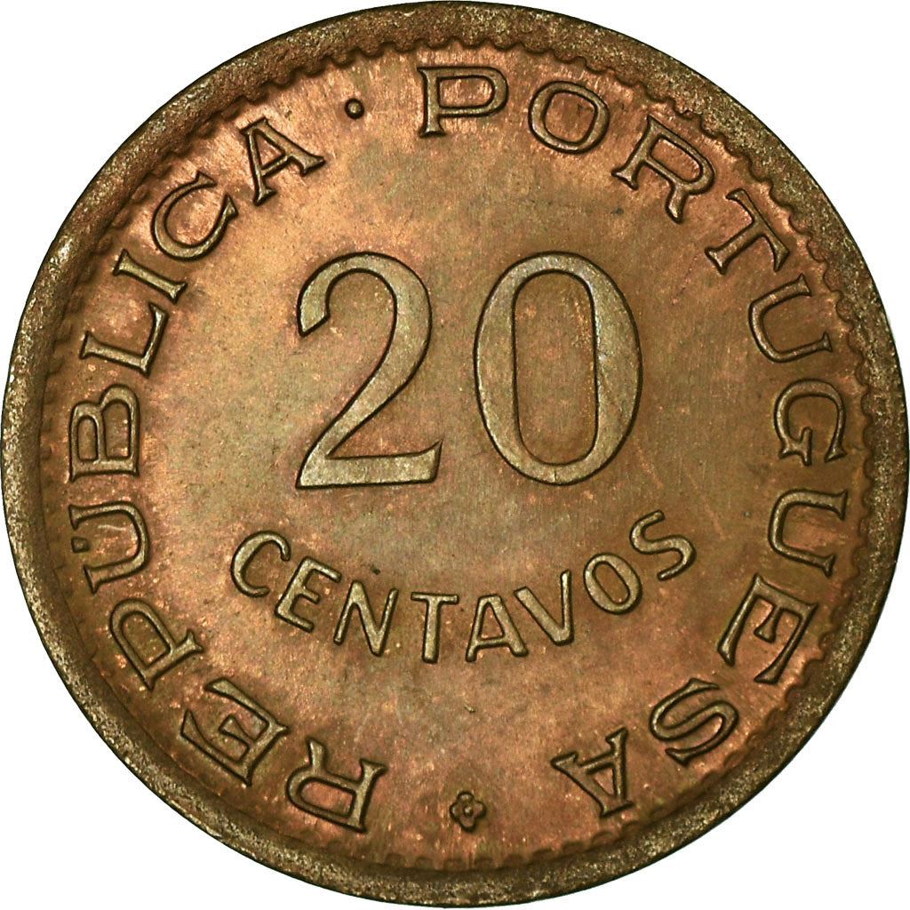 Angola | 20 Centavos Coin | Horse | Elephant | Shield | Km:71 | 1948 - 1949
