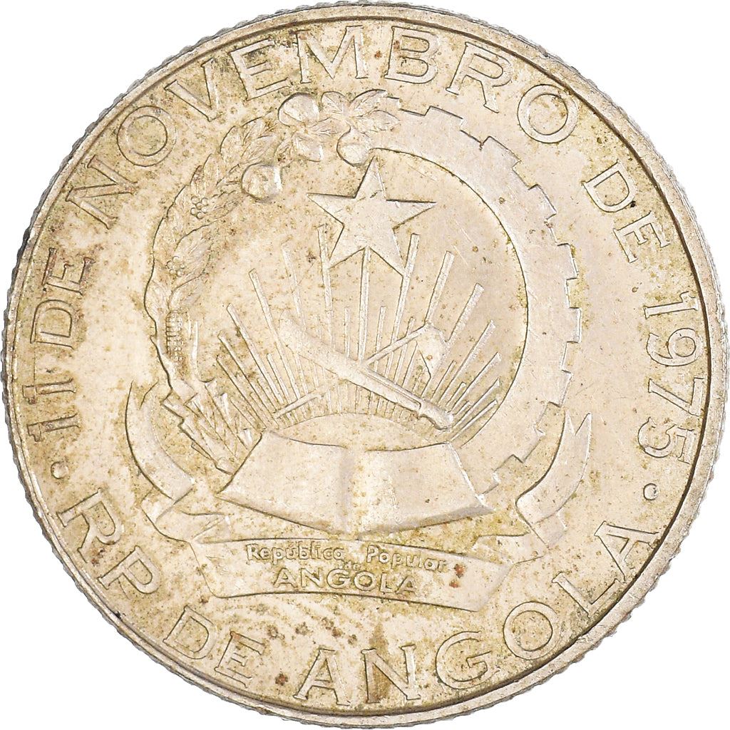 Angola | 2 Kwanzas Coin | Gear | Wreath | Km:84 | 1977