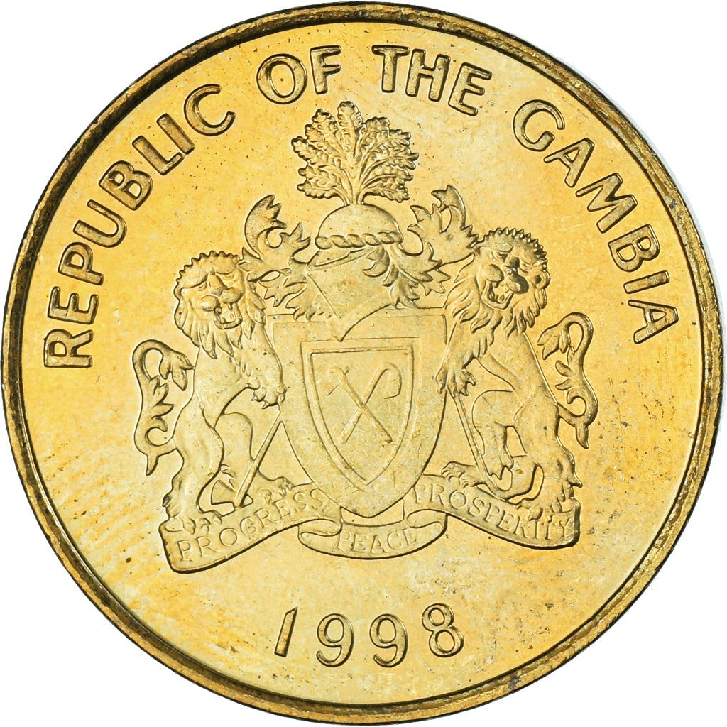 Gambia 10 Bututs Coin | Double-spurred francolin | KM56 | 1998