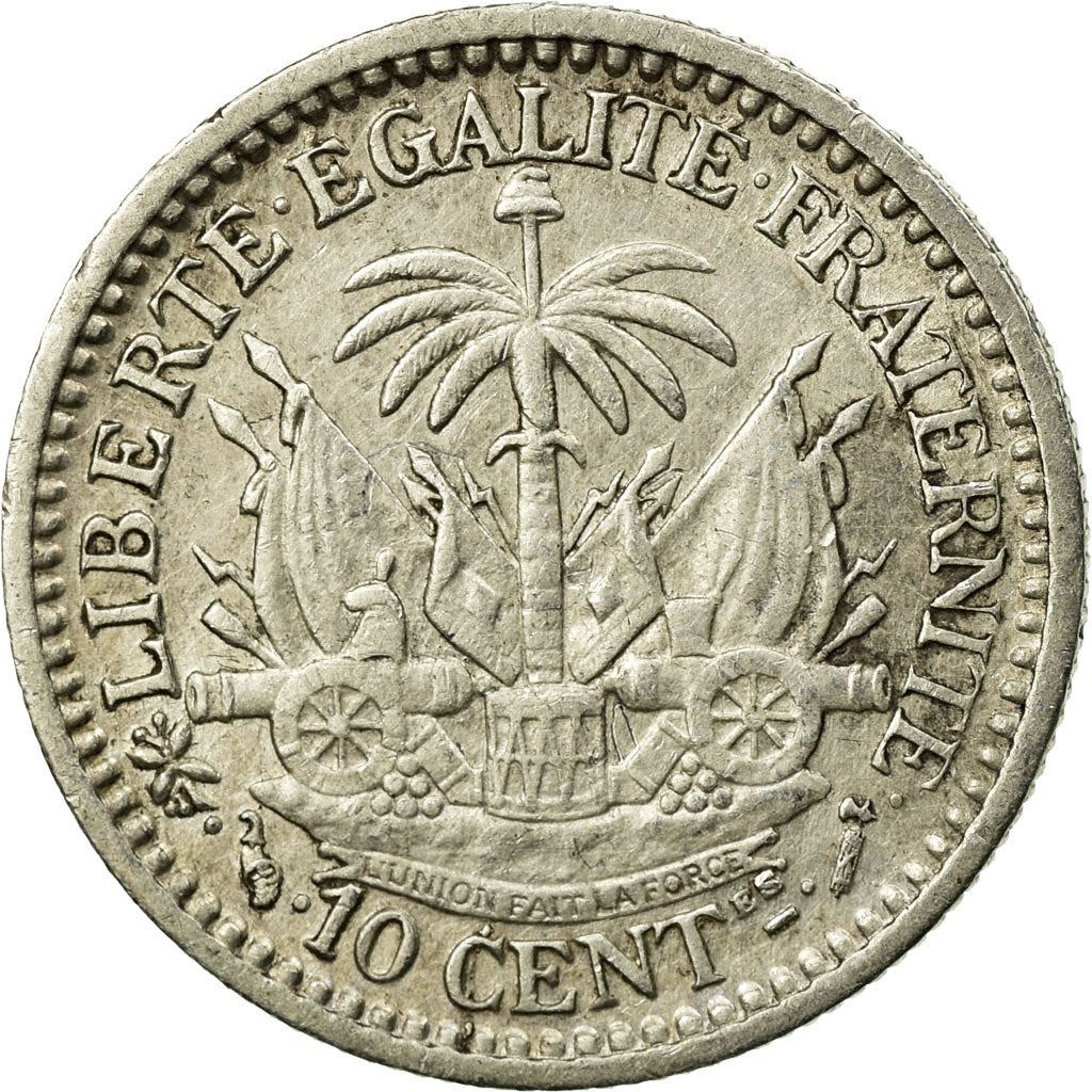 Haiti | 10 Centimes Coin | Libertine | Palm Tree | Cannon | Km:44 | 1881 - 1894
