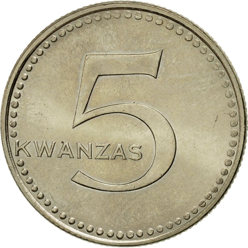 Angola | 5 Kwanzas Coin | Gear | Wreath | Km:85 | 1977