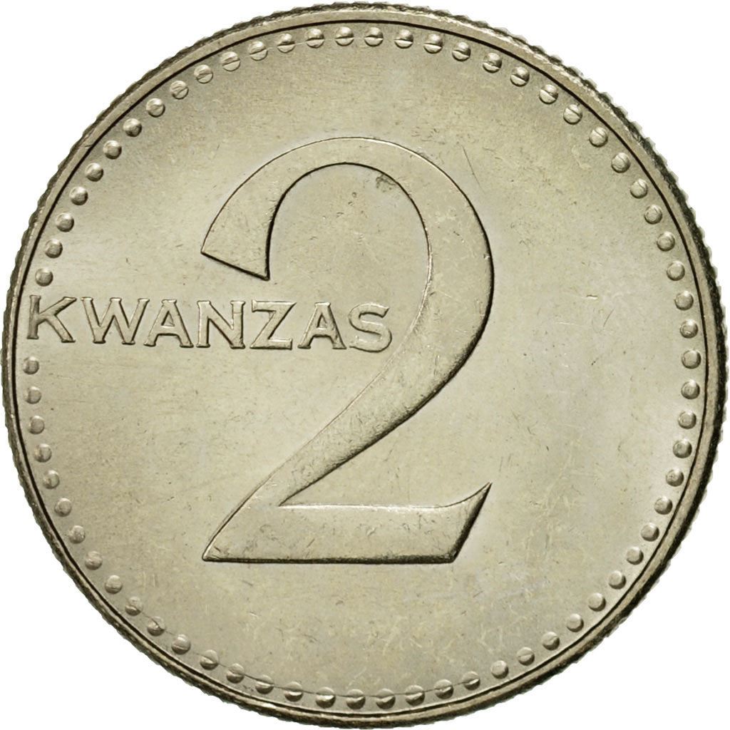 Angola | 2 Kwanzas Coin | Gear | Wreath | Km:84 | 1977