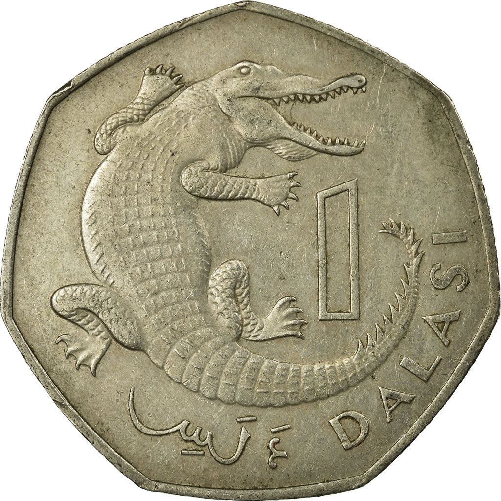 Gambia 1 Dalasi Coin | Crocodile | President Dawda Jawara | KM29 | 1987