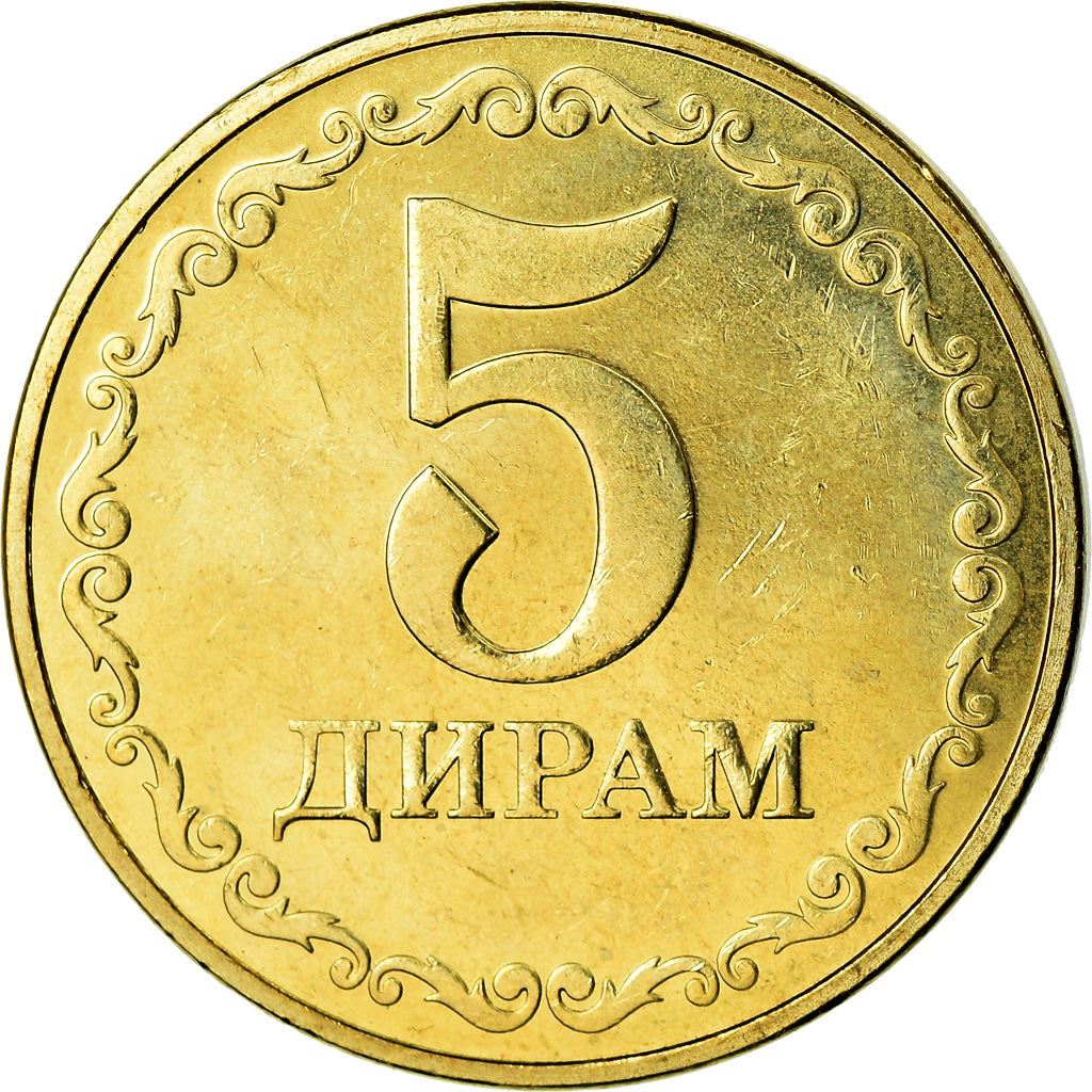 Tajikistan | 5 Diram Coin | Sunrise | Wheat | Cotton | Km:52 | 2019