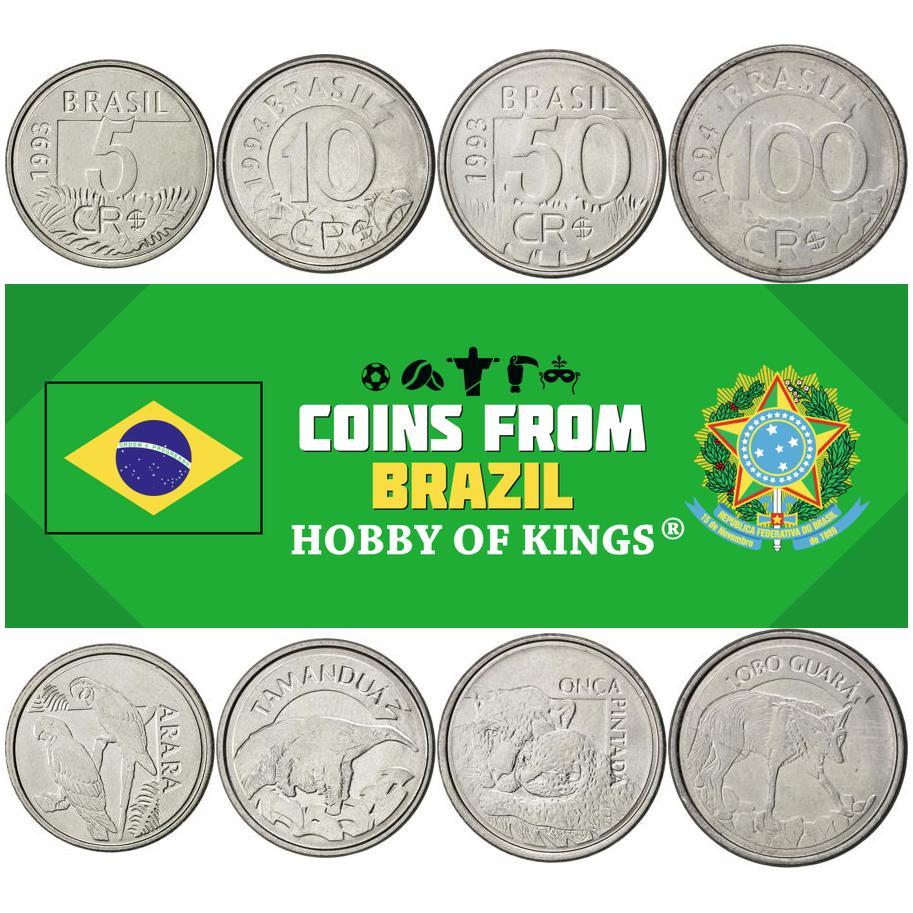 Brazil | 4 Coin Set | 5 Cruzeiros 10 Cruzeiros 50 Cruzeiros 100 Cruzeiros Reais | 1993 - 1994