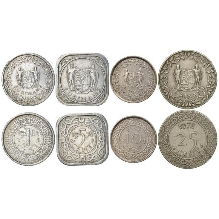 Suriname | 4 Coin Set | 1 Cent 5 10 25 Cents | 1962 - 1986