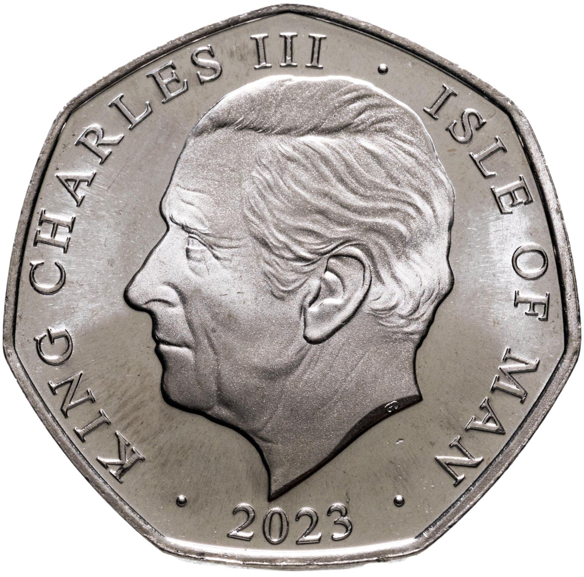 Isle of Man | 50 Pence Coin | Perigrine Falcon | King Charles III | Km:1798 | 2023