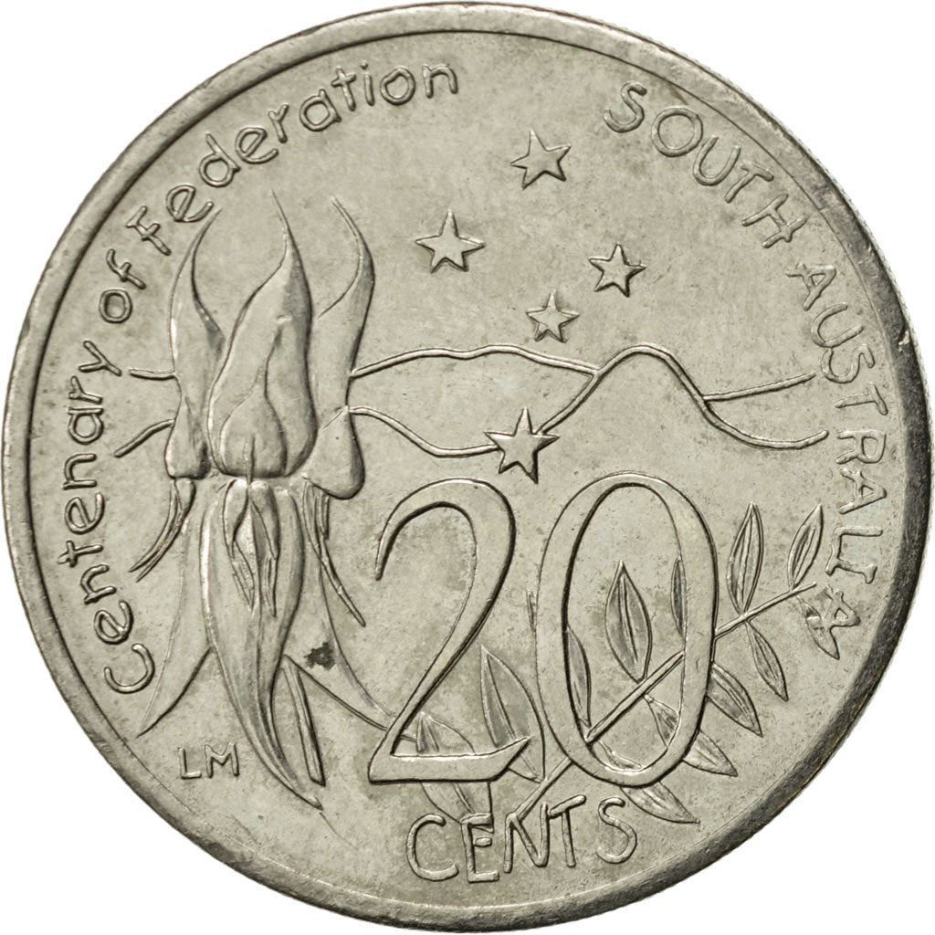 Australia | 20 Cents Coin | Sturt's Desert Pea | KM:560 | 2001