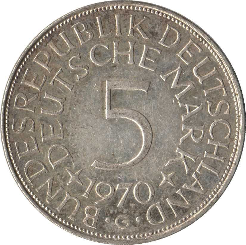 Germany 5 Deutsche Mark Coin | Eagle | KM112 | 1951 - 1974