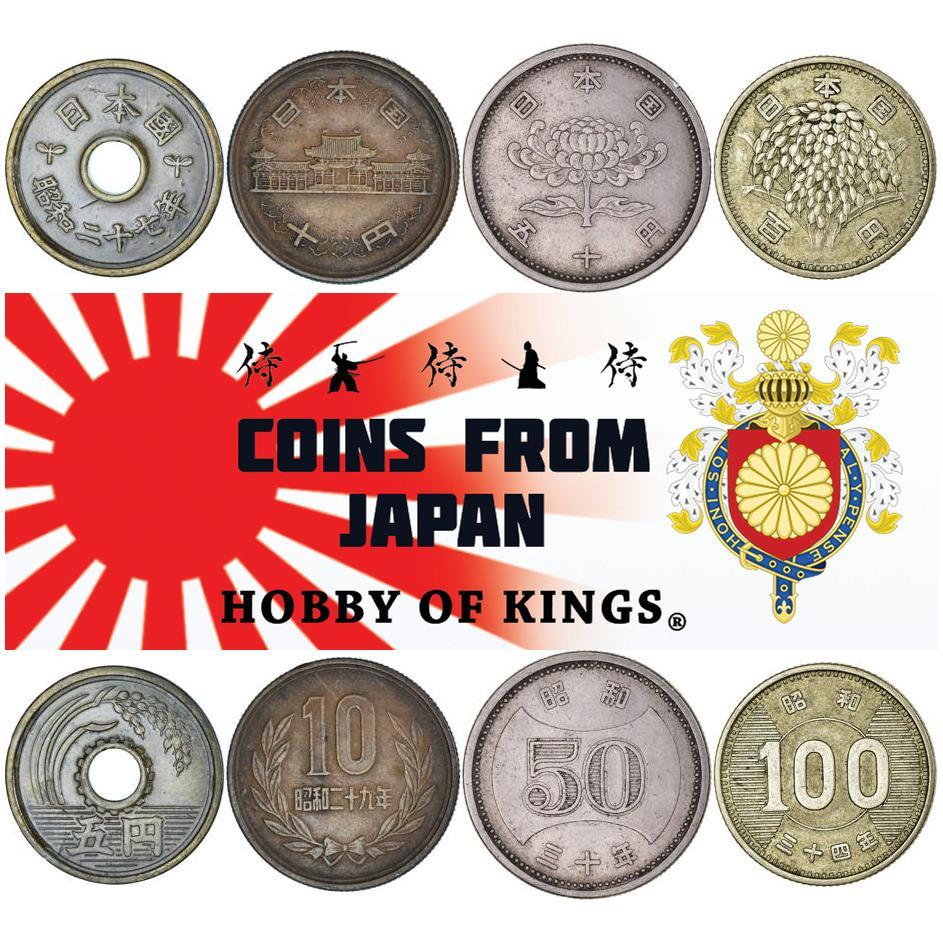 Japan | 4 Coin Set | 5 10 50 100 Yen | 1949 - 1966