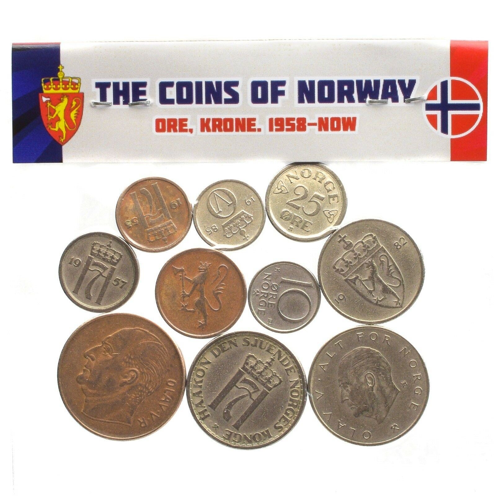 Norway 10 Mixed Coins 1 Krone | Olav V, Haakon VII | 1958 - 2018