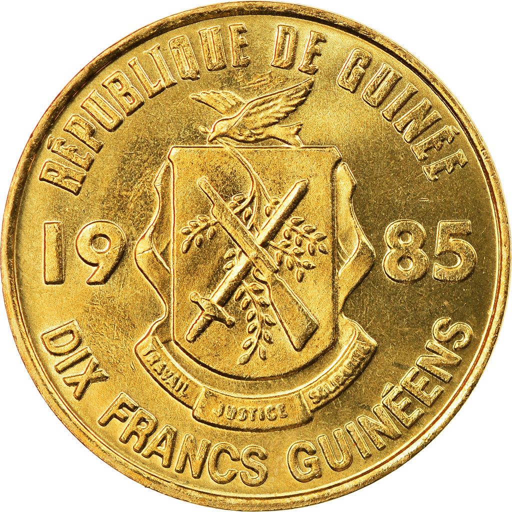 Guinea | 10 Francs Guineens Coin | Palm leaf | Km:52 | 1985