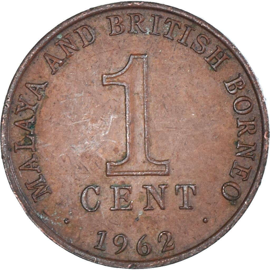 Malaya and British Borneo | 1 Cent Coin | Kris Swords | Km:6 | 1962