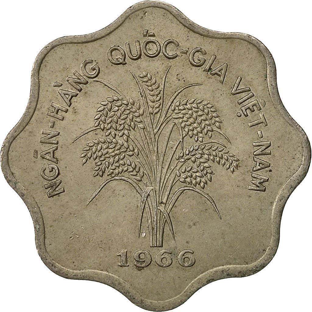 South Vietnam | 5 Dong Coin | Rice plant | Km:9 | 1966 - 1970