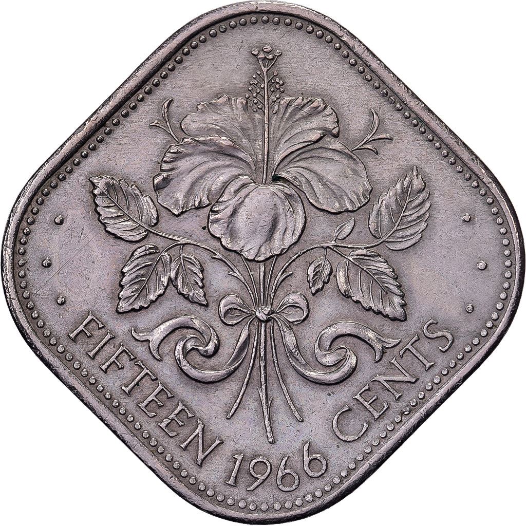 The Bahamas | 15 Cents Coin | Hibiscus | Copper-nickel | KM:5 | 1966-1970