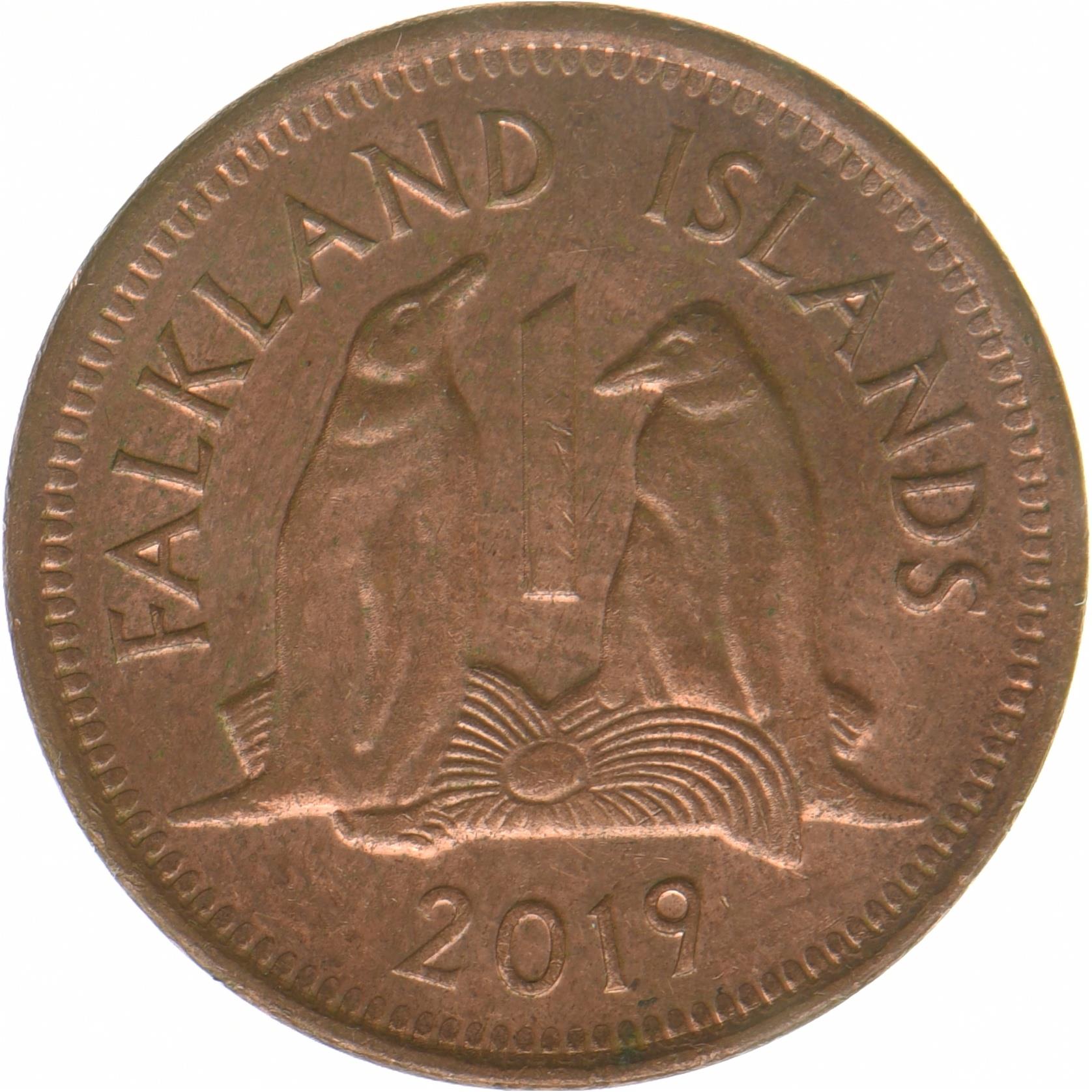 Falklandsöarna | 1 Penny Mynt | Gentoo-pingviner | KM:199 | 2019