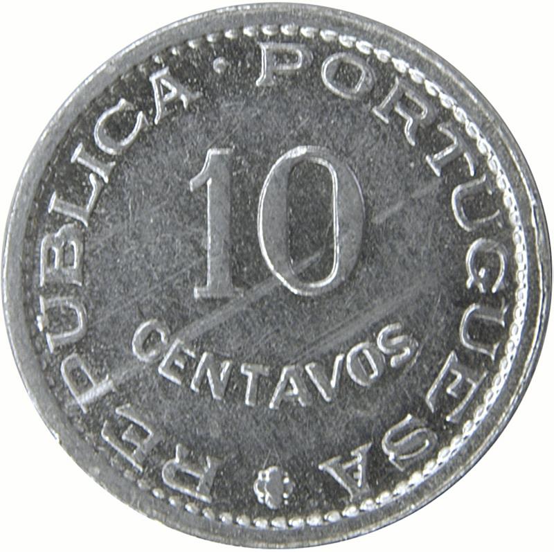 Angola | 10 Centavos Coin | Horse | Elephant | Shield | KM:82 | 1974