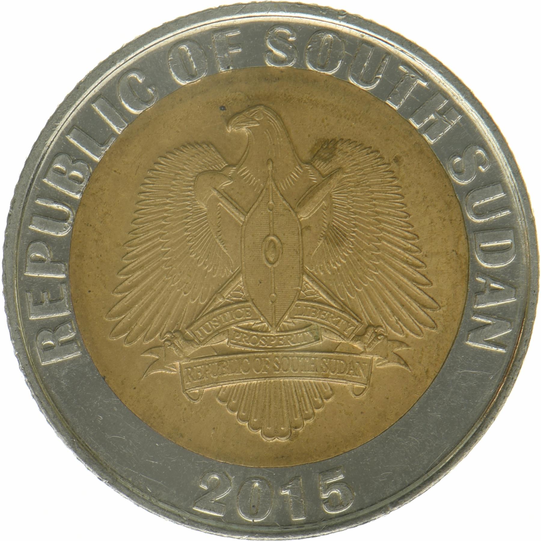 South Sudan | 1 Pound Coin | Nubian giraffe | KM:4 | 2015