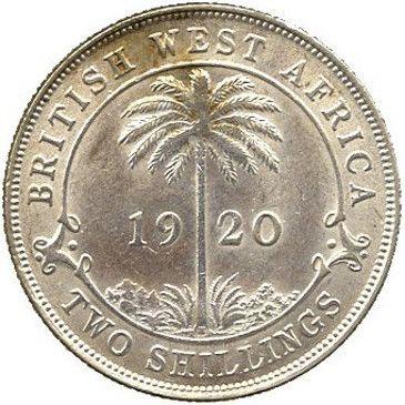 British West Africa | 2 Shillings Coin | Palm Tree | George V | KM:13a | 1920