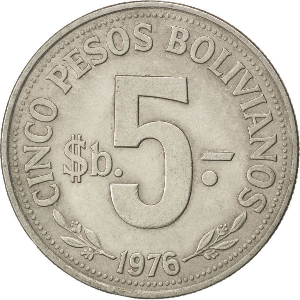 Bolivia | 5 Pesos Bolivianos | Coat of Arms | KM:197 | 1976-1980