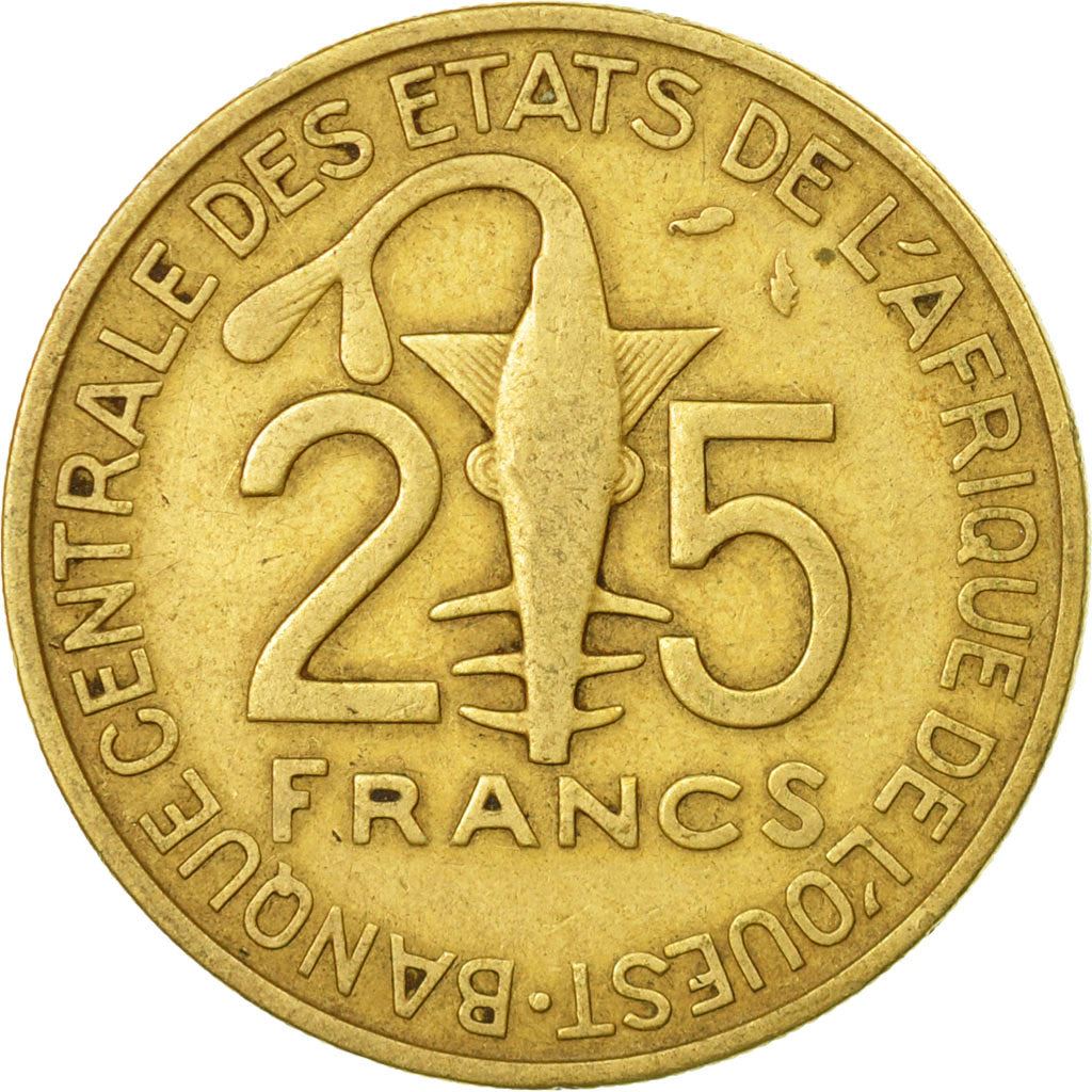 Western African States | 25 Francs Cfa Coin | Emblem of Central Bank | Gazelle | Km:5 | 1970 - 1979