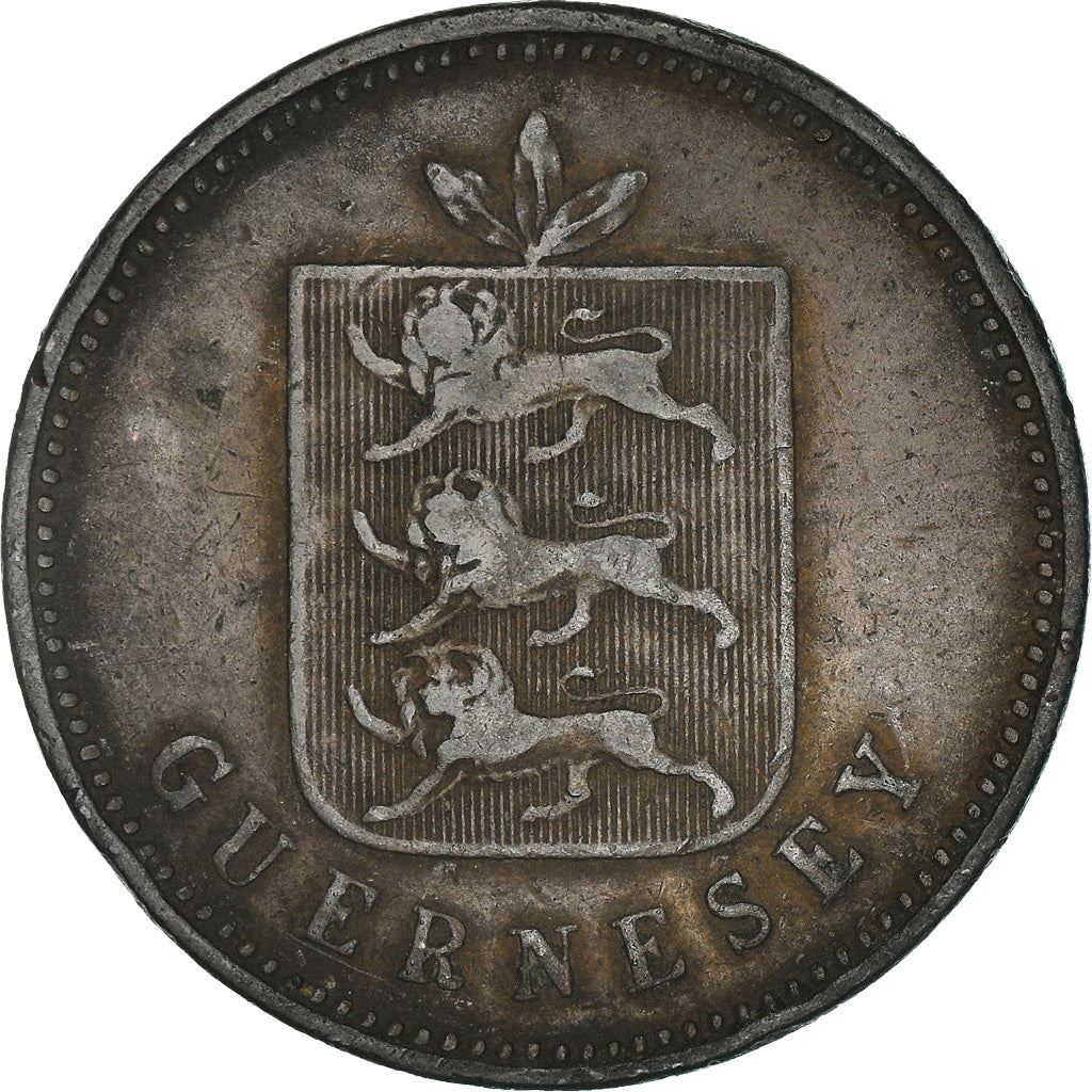 Guernsey 4 Doubles Coin | National arms | KM2 | 1830 - 1858