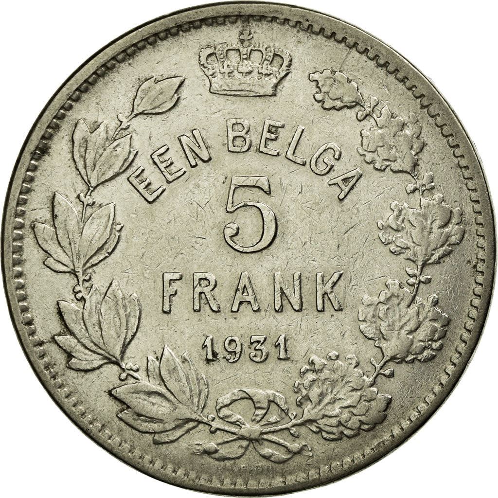 Belgian 1 Belga / 5 Francs Coin | Albert I Belgie | Star | Olive | KM98 | 1930 - 1933