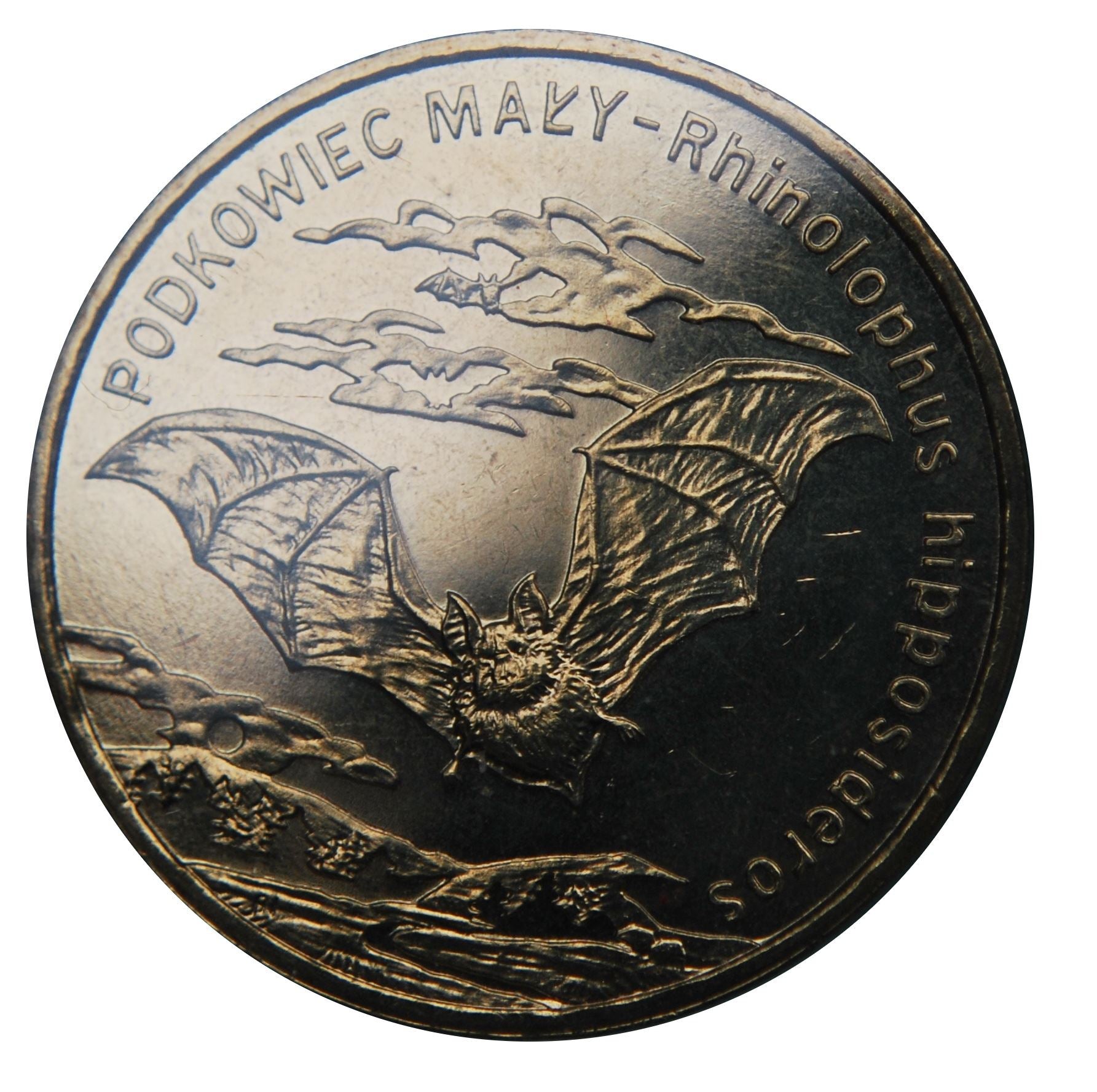 Poland | 2 Zlote | Rhinolophus hipposideros | Bat | Eagle | KM723 | 2010