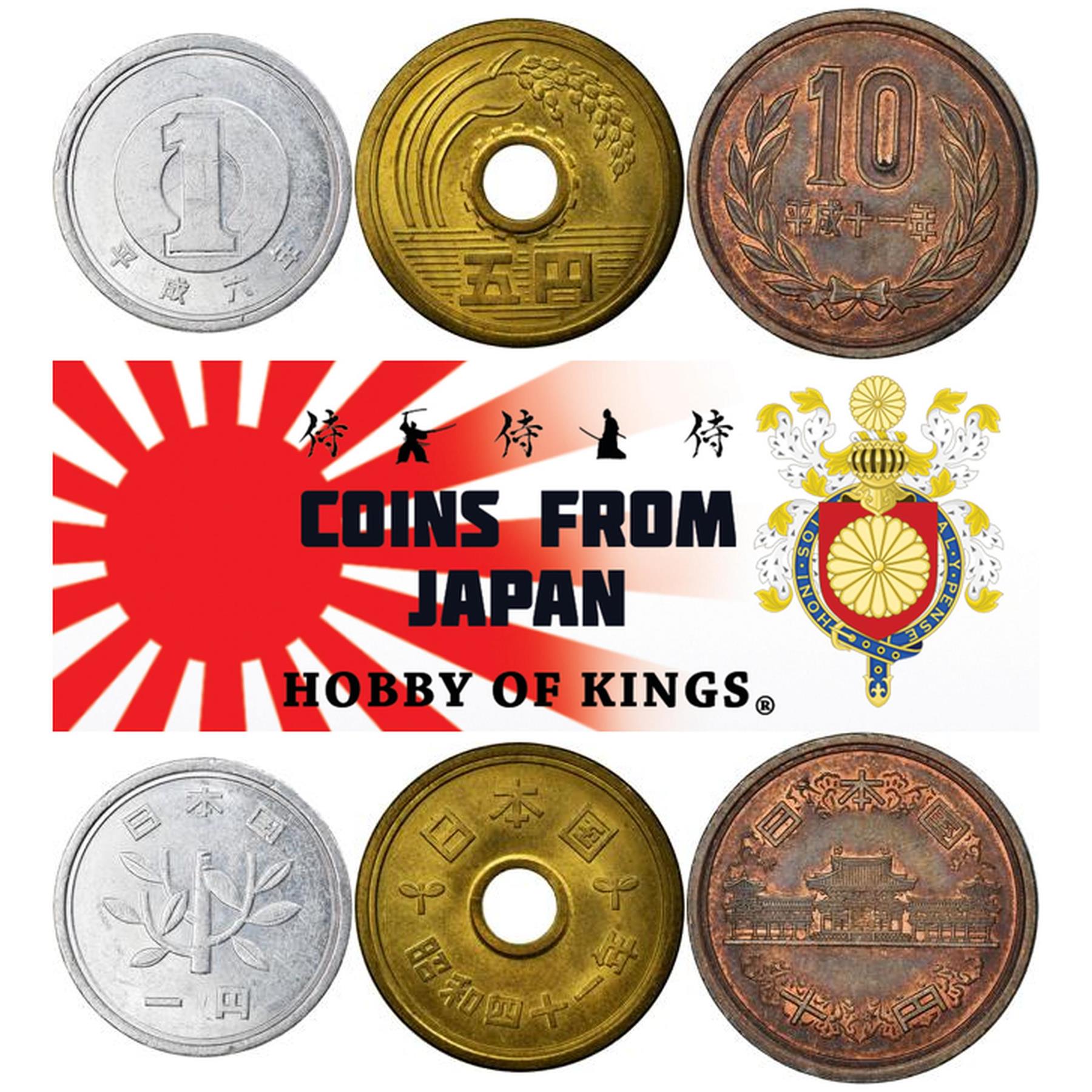 Different Coins From Japan Asian Money 1 - 10 Yen Old Collectible Currency