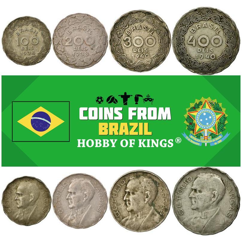 Brasil | Conjunto de 4 Moedas | 100 200 300 400 Réis | 1938 - 1942