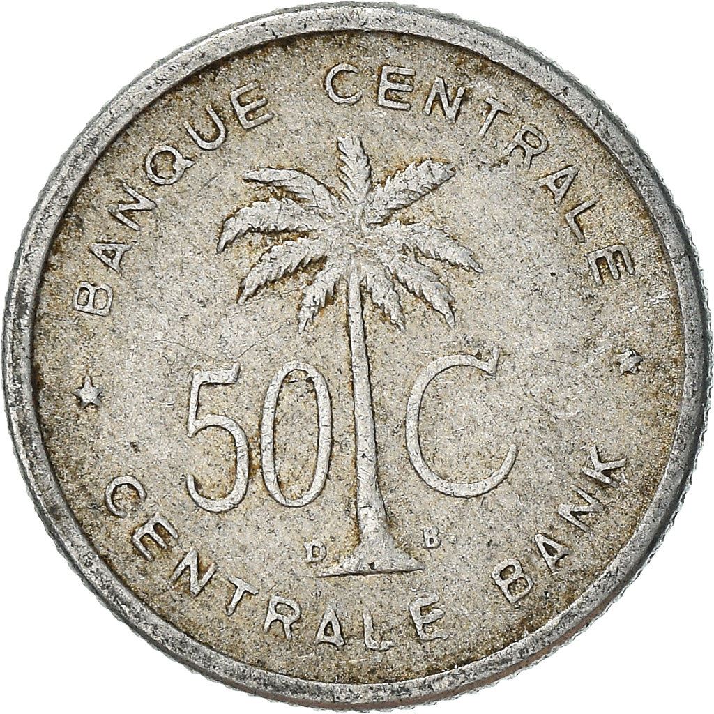 Belgian Congo | 50 Centimes Coin | Oil palm tree | Km:2 | 1954 - 1955