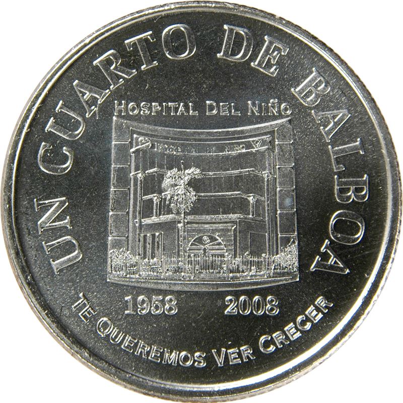 Panama 1/4 Balboa Coin | Children Hospital | KM138 | 2008