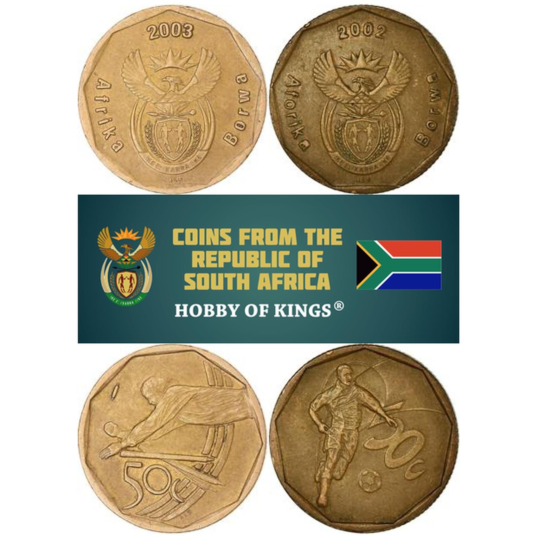 South Africa | Commemorative 2 Coin Set | 50 Cents | Sports | 2002 - 2003