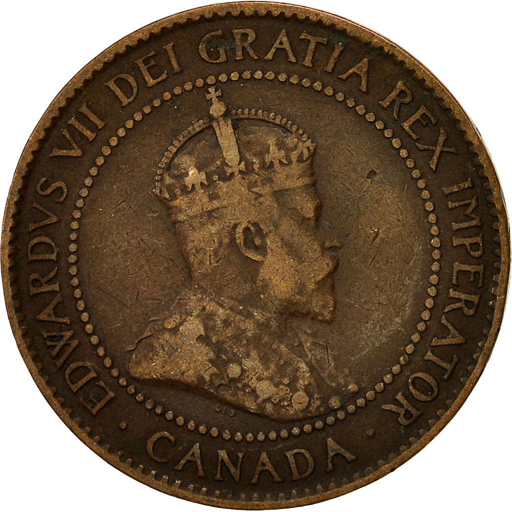 Canada | 1 Cent Coin | Bronze | Crown | Wreath | KM:8 | 1902-1910