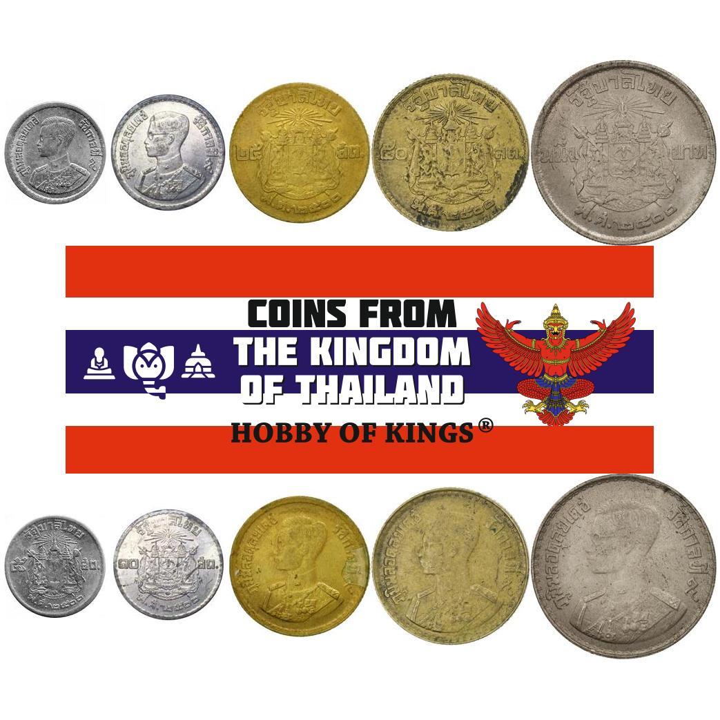 Thailand | 5 Coin Set | 5 10 25 50 Satang 1 Baht | 1957 - 1980