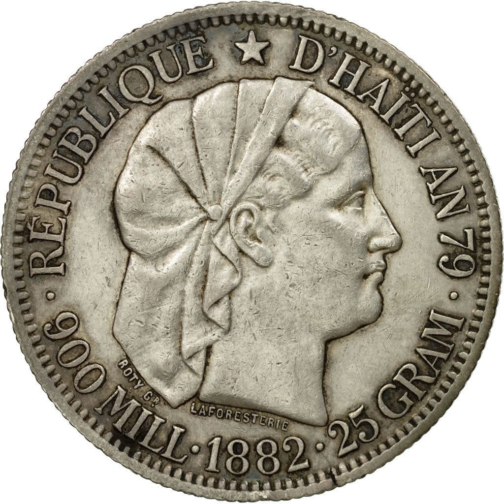 Haiti | 1 Gourde Coin | Libertine | Palm Tree | Cannon | Km:46 | 1881 - 1895