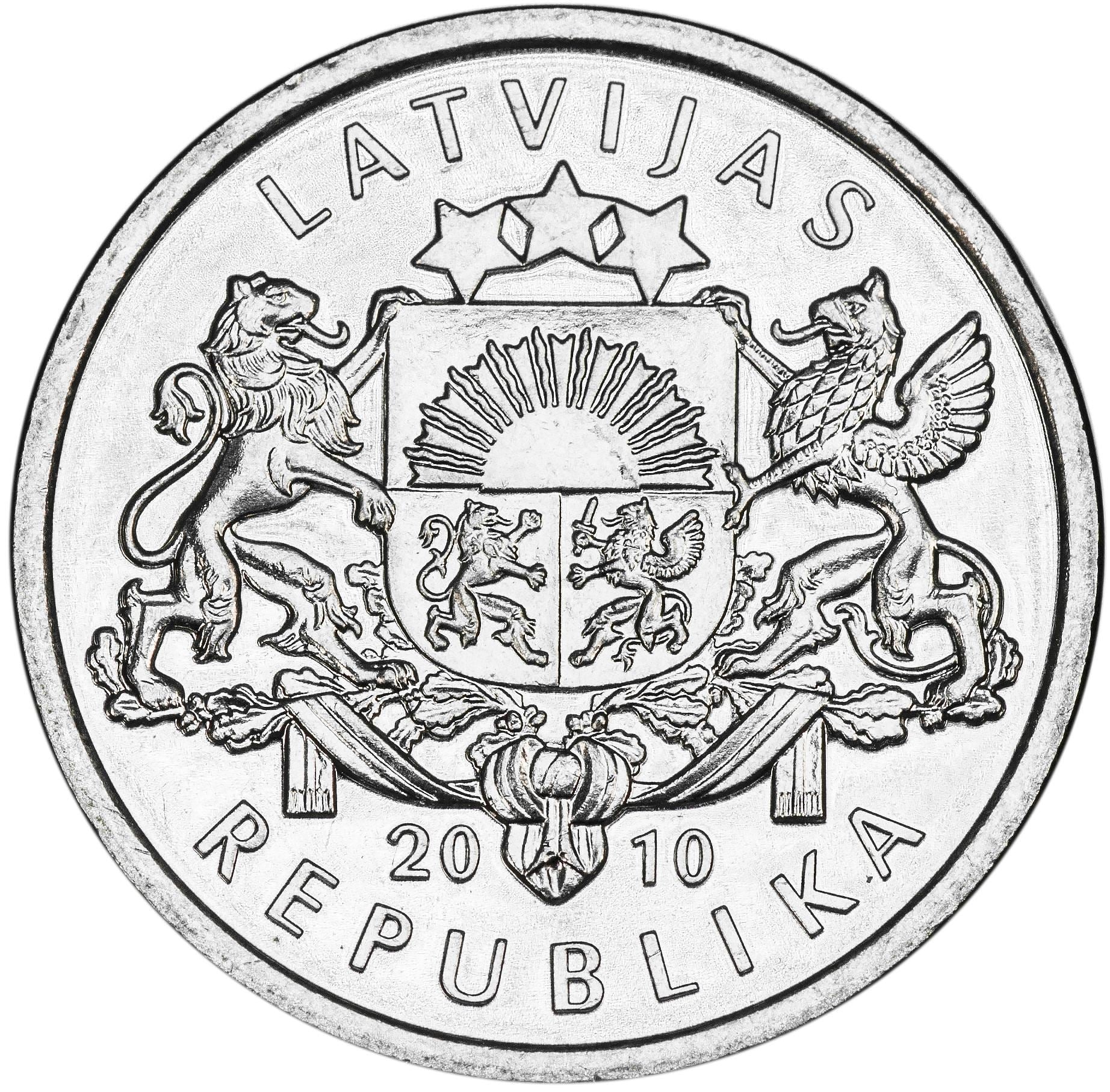 लातविया | 1 लाट्स सिक्का | घोड़े की नाल | KM:117 | 2010