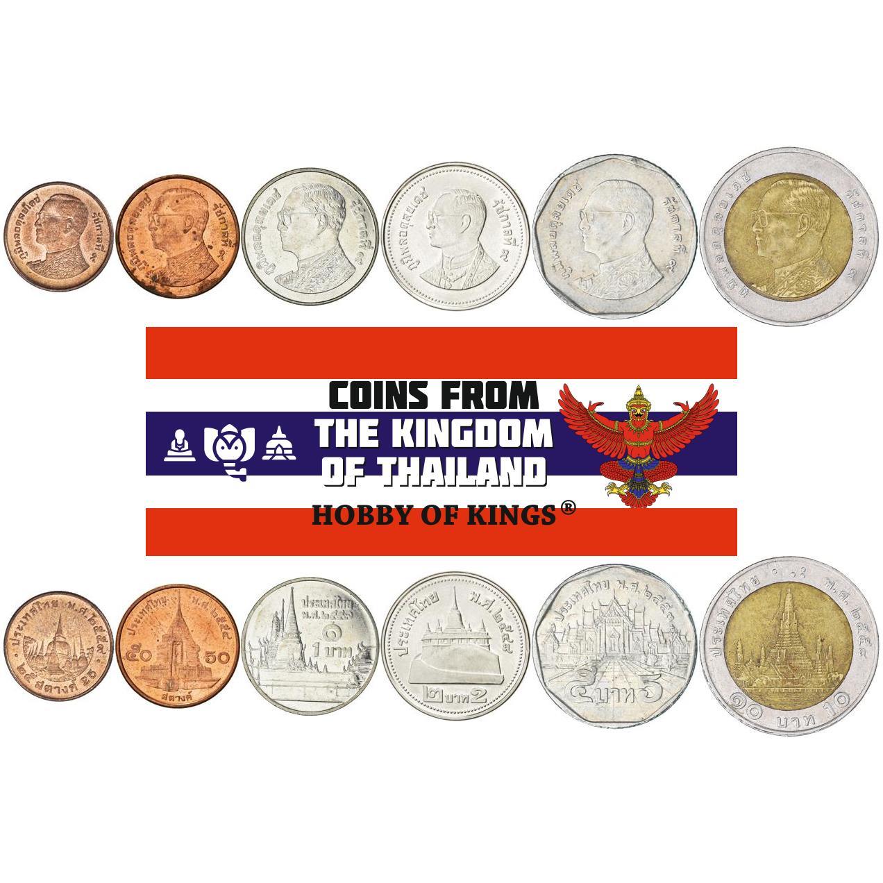 Tailandas | 6 monetų rinkinys | 25 50 Satang 1 2 5 10 Baht | 2005 - 2017
