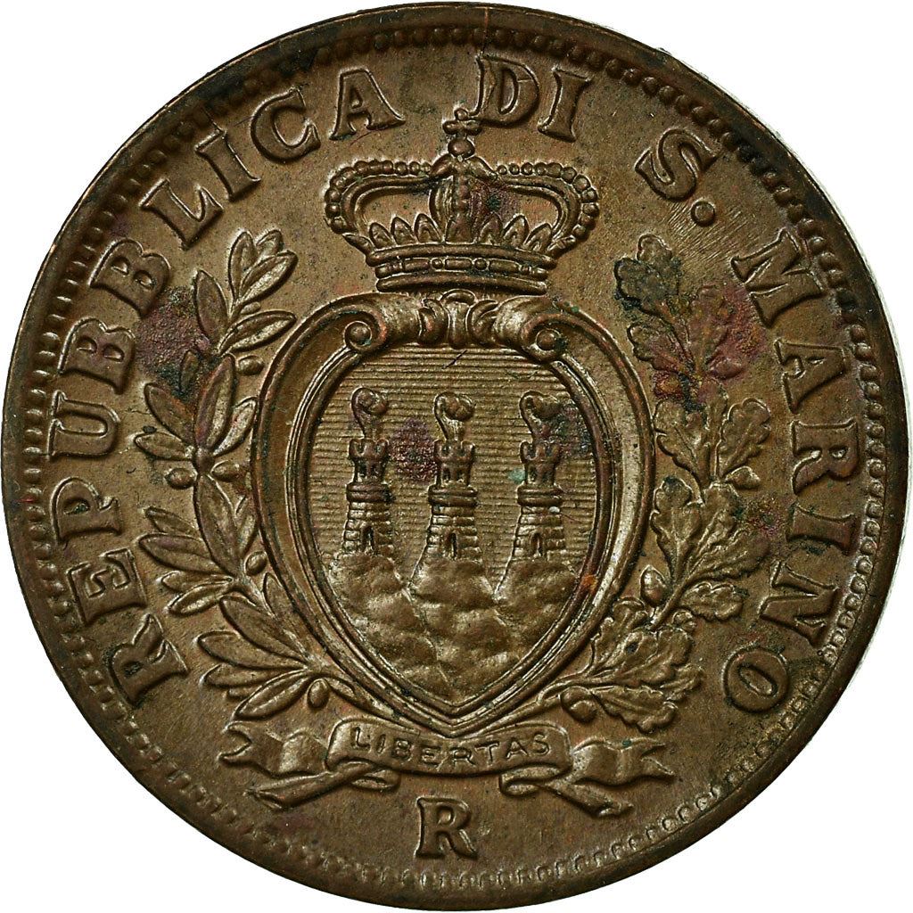 San Marino | 5 Centesimi Coin | Bronze | Castle or fortification | KM:12 | 1935-1938