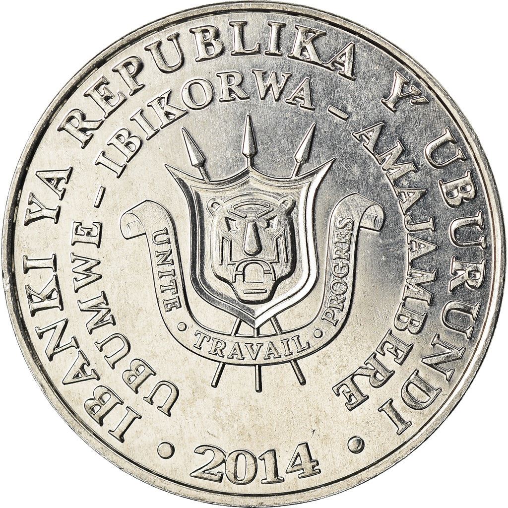 Burundi | 5 Francs Coin | Yellow-billed stork | Km:27 | 2014