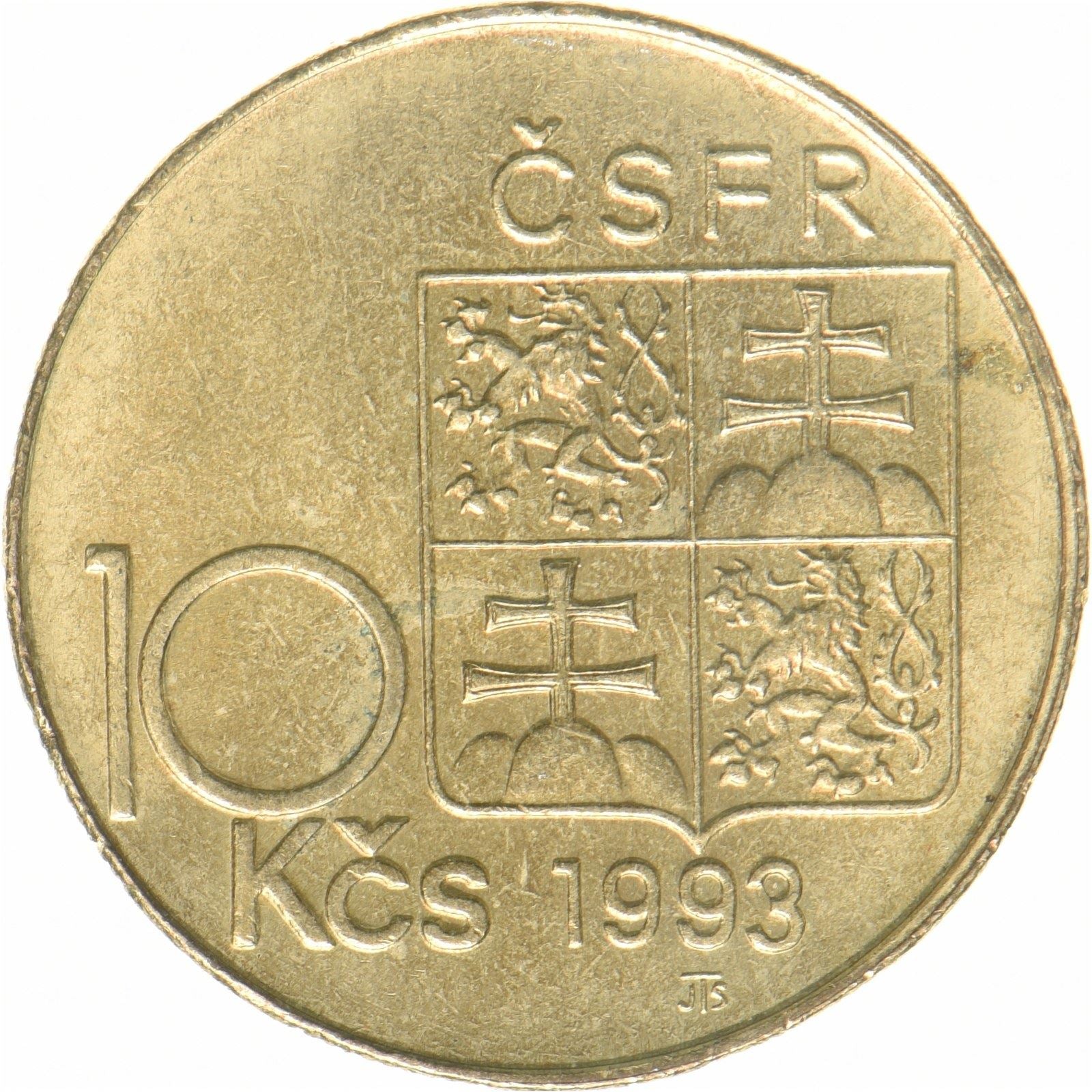 Czechoslovakia | 10 Korun Coin | T. G. Masaryk | Nickel brass | KM:139 | 1990-1993
