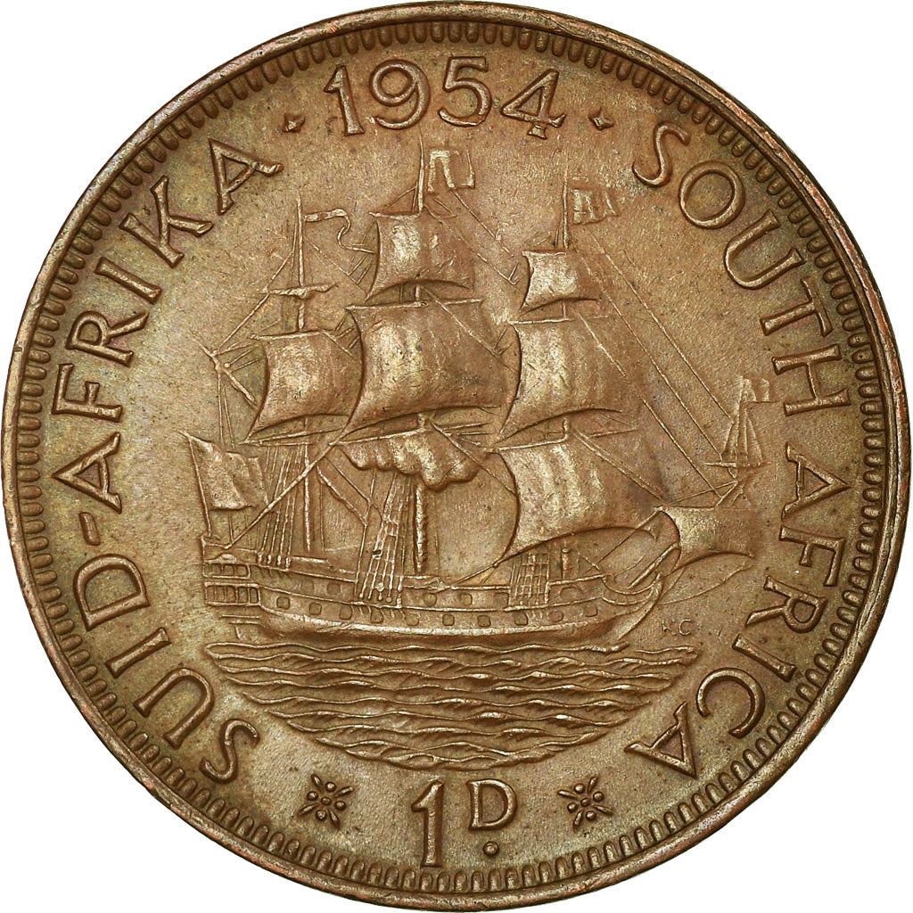 South Africa 1 Penny Coin | Elizabeth II 1st portrait | KM46 | 1953 - 1960
