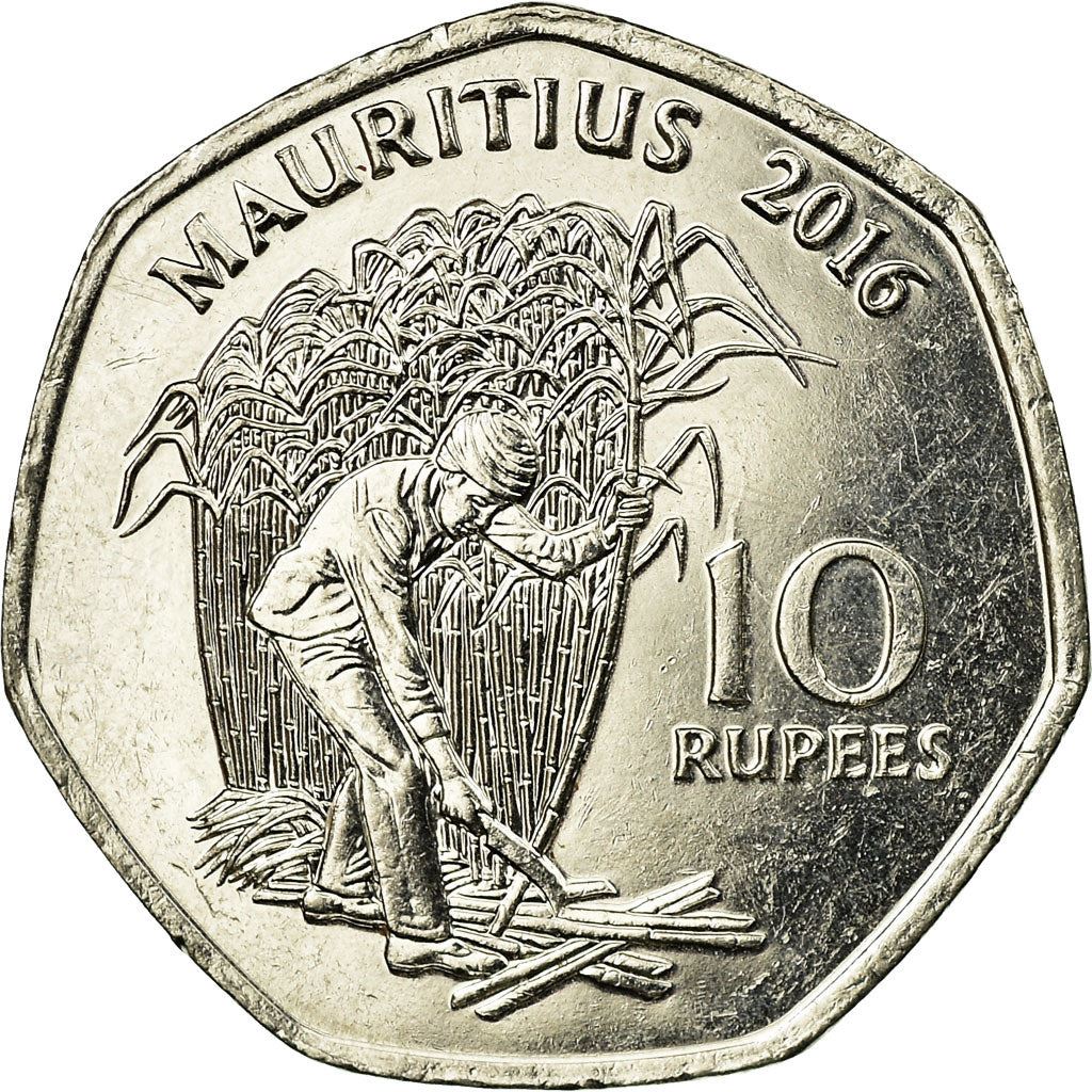 Mauritius | 10 Rupees Coin | Seewoosagur Ramgoolam | Farmer | Sugar Cane | Km:73 | 2016 - 2023