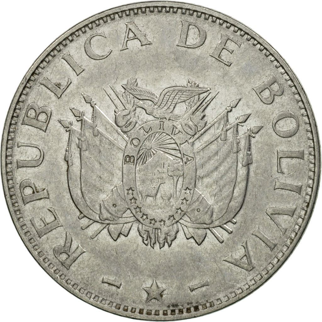Bolivia | 1 Boliviano Coin | Stainless steel | Coat of Arms | KM:205 | 1987-2008